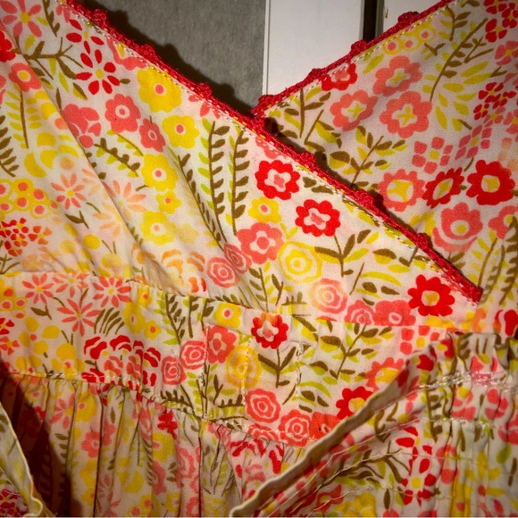 🥳25%off🎂 Janie&Jack pink floral bow sundress, crochet trim smocking trapeze 4T - Picture 9 of 11